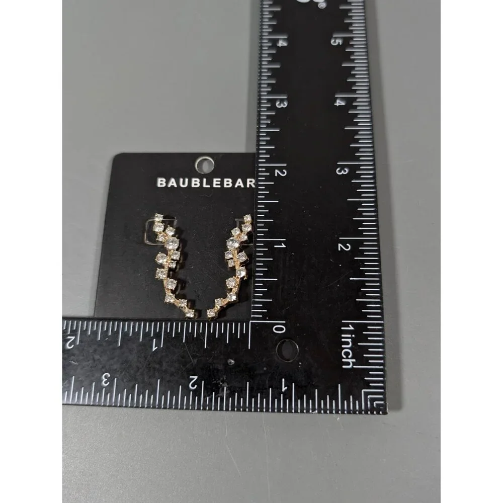 BaubleBar Gold Tone Rhinestone‎ Drop Pierced Earrings NEW Classic Evening Glam